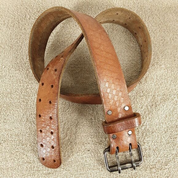 Worn, HUSKY Saddle Leather 2" Work Belt fits 26"-42", Double Dual Prong, Brown - Picture 1 of 13